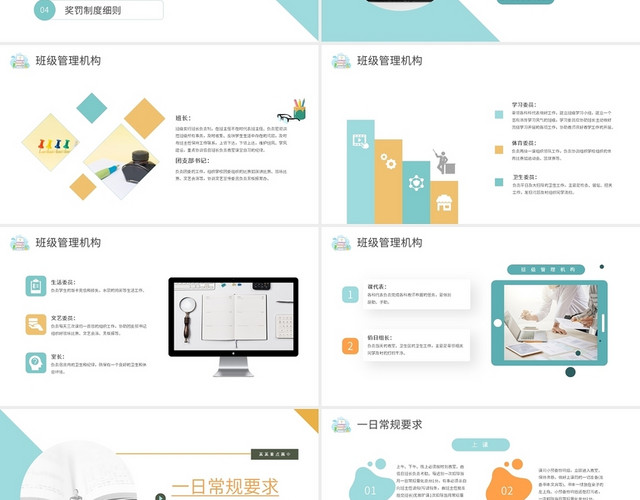黄绿清新简约商务高中班级管理制度细则动态PPT模板