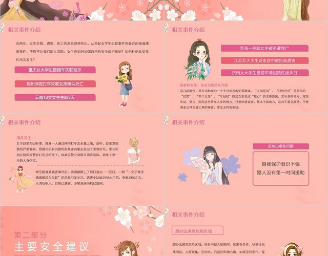 粉红色小资风女生遇险逃生法则PPT模板