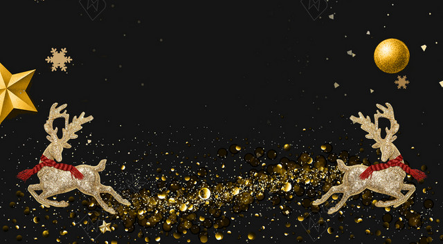 圣诞节麋鹿卡通黑金BANNER