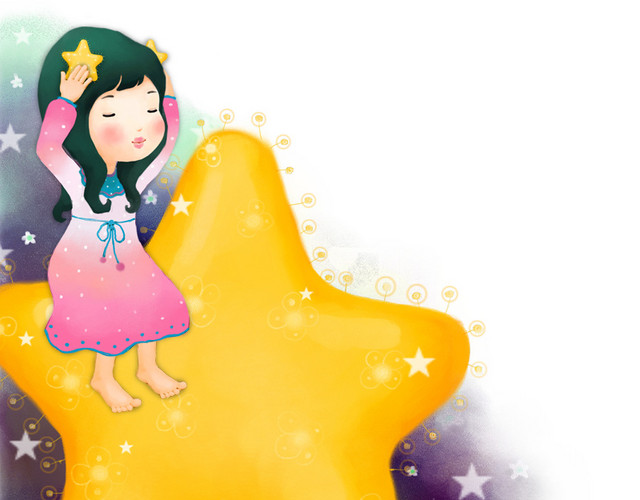 卡通小女孩星星素材