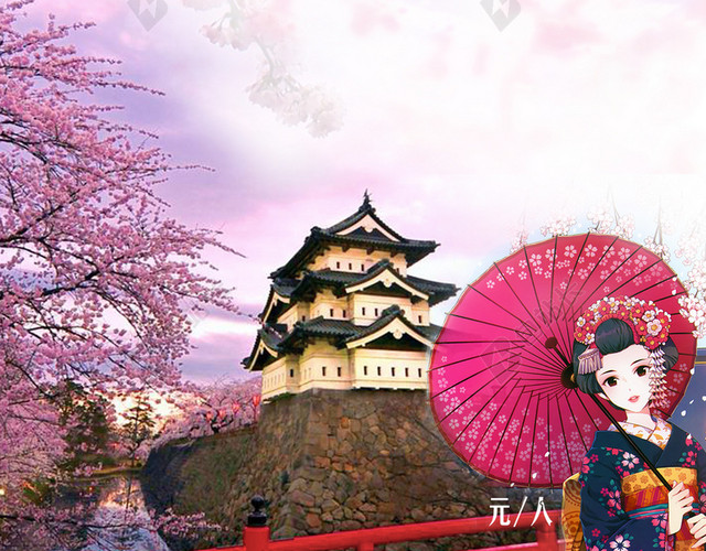 日本樱花节旅游宣传背景图