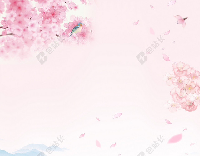 三月樱花季海报背景素材