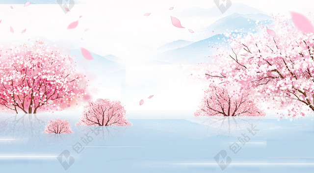 三月樱花季海报背景素材