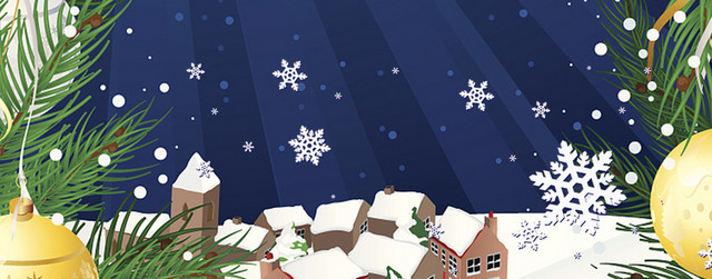 立冬雪花卡通童趣几何蓝色BANNER