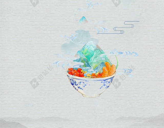 清新水彩风手绘谷雨传统节气海报背景