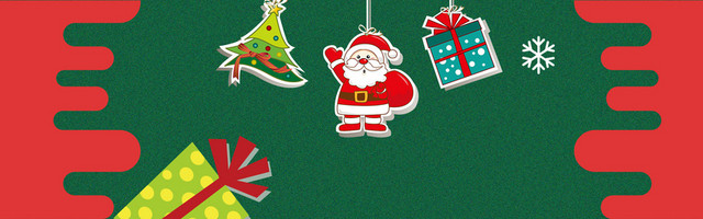 红绿圣诞节简约卡通BANNER