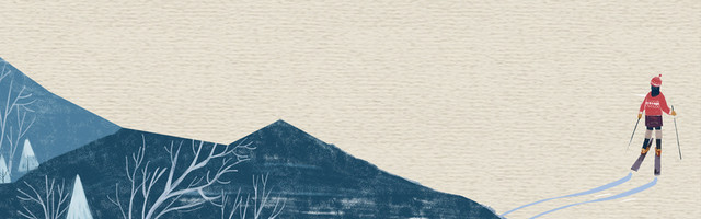 冬季简约扁平山体树木背景图