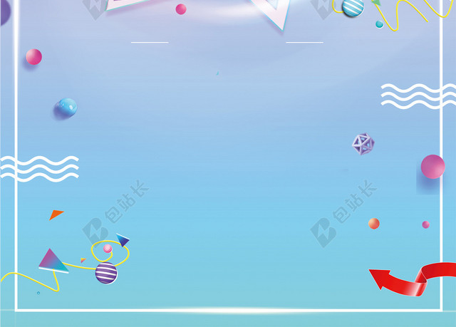 糖果色多边形曲线线条花纹彩色渐变背景图
