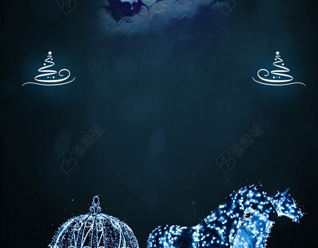 梦幻圣诞节彩色灯笼梅花鹿马背景图