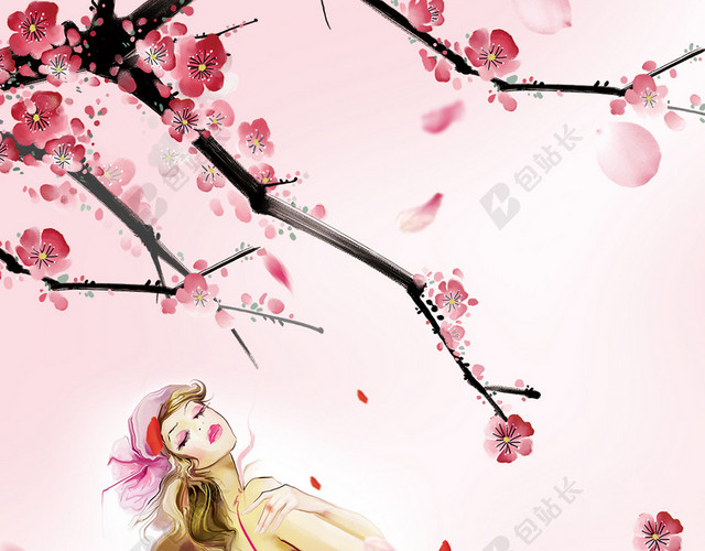 38妇女节创意手绘小清新促销背景