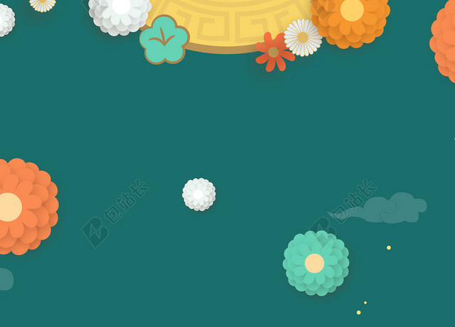 简约大气3D剪纸元宵佳节背景