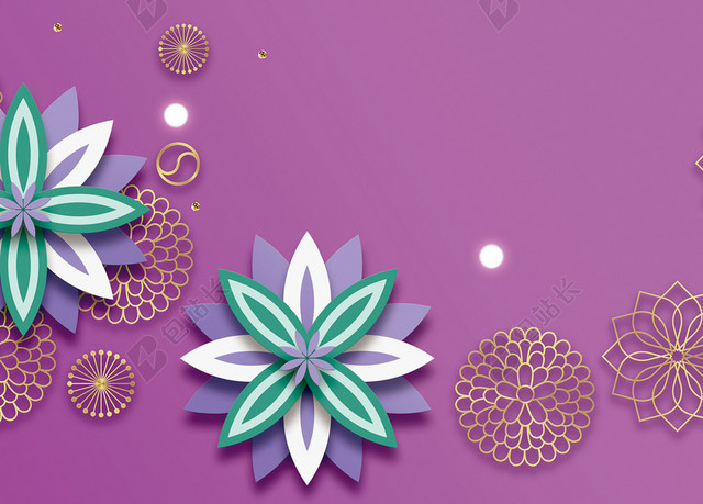 2018狗年新春简约3D立体花卉海报