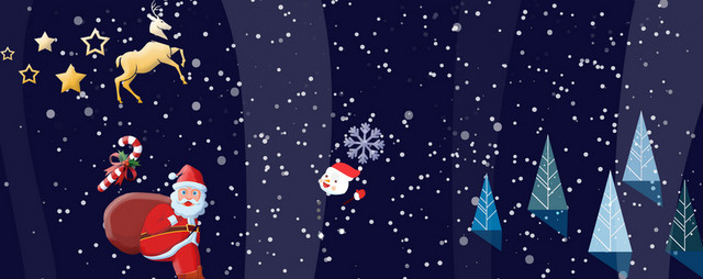 圣诞老人圣诞节平安夜文艺雪花蓝色BANNER