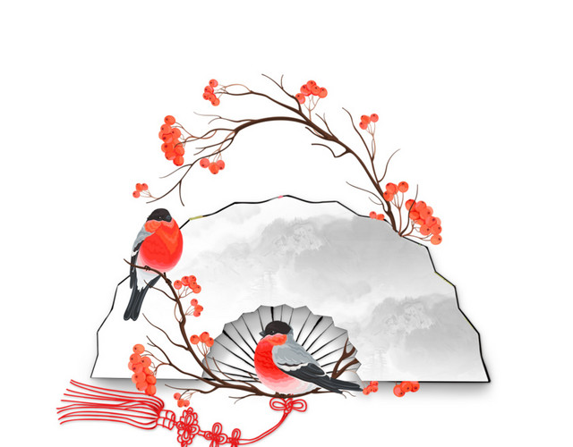 手绘水墨画立夏装饰素材
