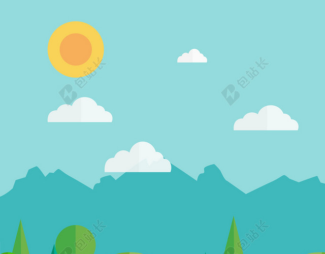 手绘卡通风景矢量