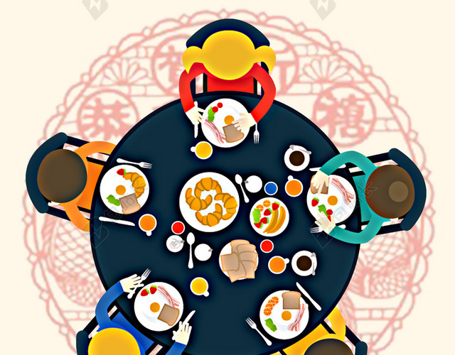 春节年夜饭团圆预订H5背景PSD分层下载