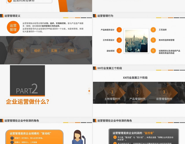 橙黑色简约商务风运营管理知识培训PPT模板