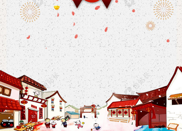 2018春节浅灰色卡通插图狗年大吉设计