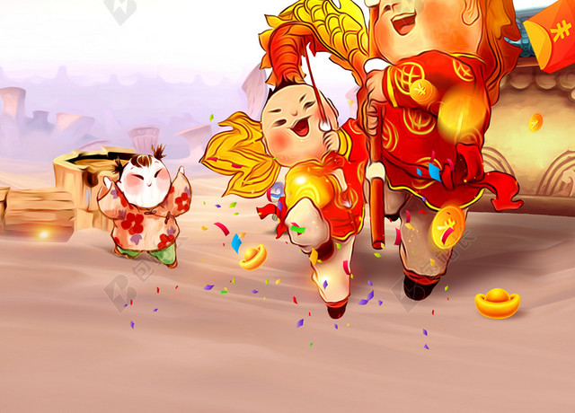 2018春节浅灰色卡通插图狗年大吉设计