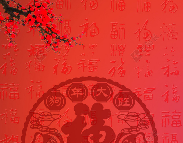 年货节红色扁平复古天猫红灯笼烟花主图