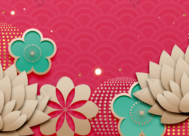 2018年时尚新年春节3D立体新式简约背景