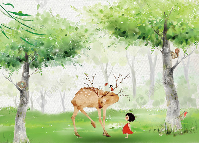 绿色卡通春季海报