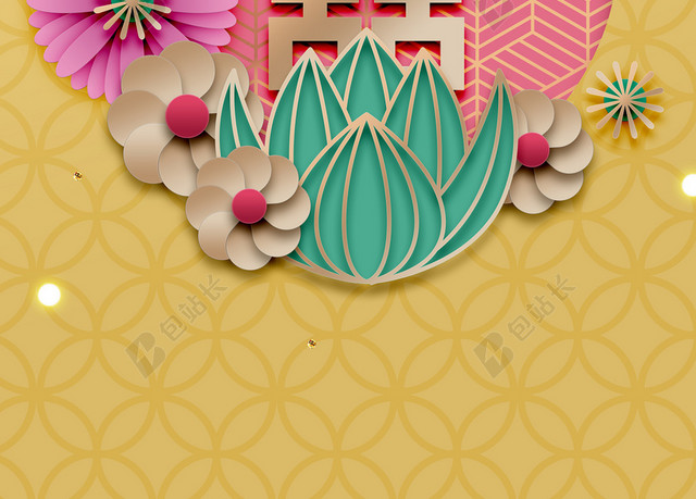 新年春节3D立体新式简约背景