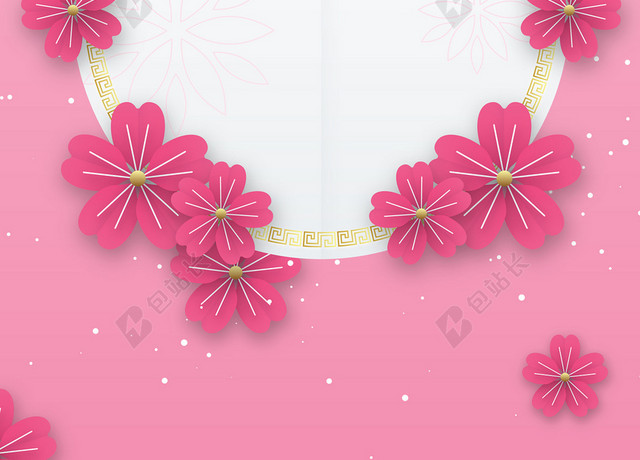 简约大气3D剪纸元宵佳节背景