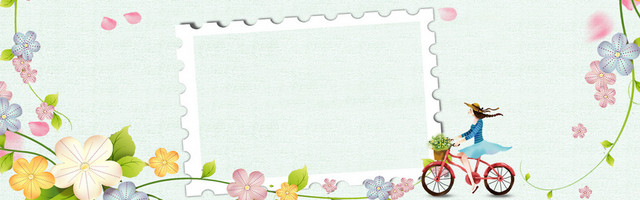 浅绿色手绘女孩春天BANNER