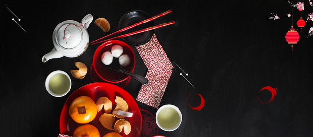 文艺元宵节简约腊梅黑色BANNER