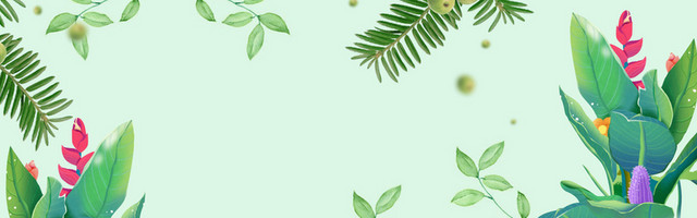 小清新背景绿色清新春天手绘植物绿叶电商背景
