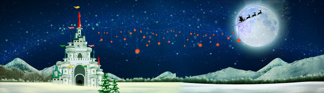 圣诞老人平安夜文艺雪花蓝色BANNER