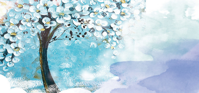 小清新蓝色树BANNER