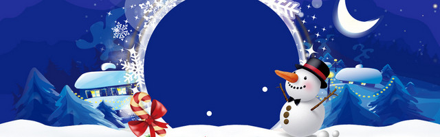 卡通圣诞节简约雪山蓝色BANNER