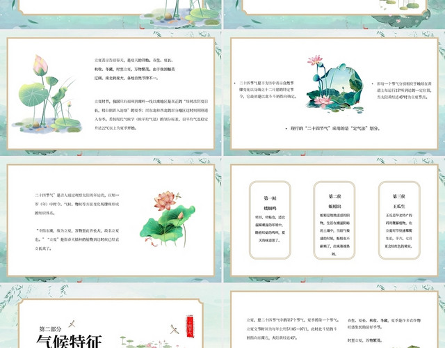 绿色古典中国风二十四节气之立夏节日介绍PPT模板