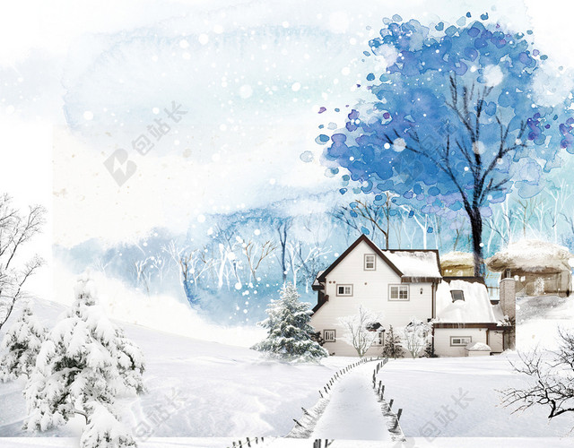 文艺清新冬季雪景海报背景