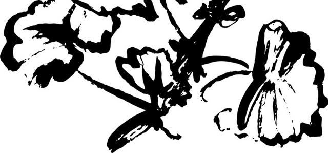 黑色墨迹涂鸦简笔花卉免抠素材