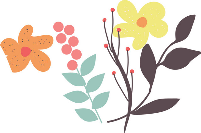 手绘卡通装饰花瓣花草装饰海报设计
