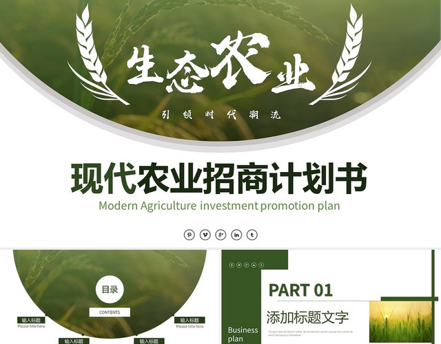 绿色简约农业农产品招商计划书模板