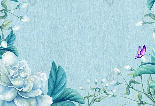 小清新文艺手绘花朵背景模板