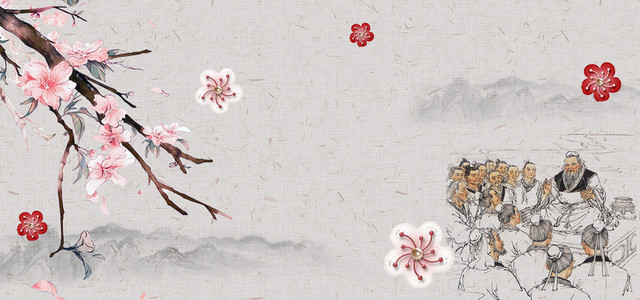 中国风古风水墨梅花背景BANNER