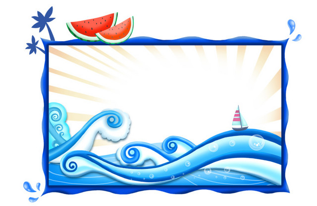 夏天西瓜海浪波浪素材