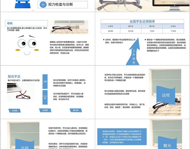简约风格中小学眼睛保护主体教育PPT模板