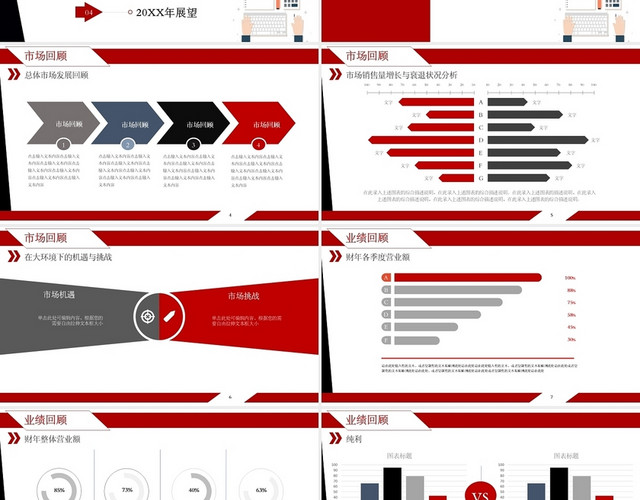 红黑简约商务财务分析报告PPT模板
