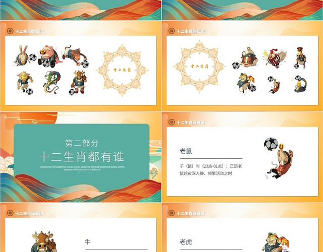 绿色简约风十二生肖PPT模板