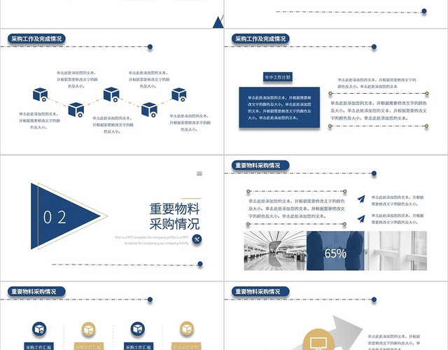 蓝色简约风采购部工作汇报PPT模板