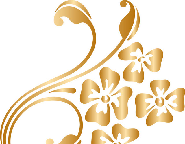 花朵花草金色花纹
