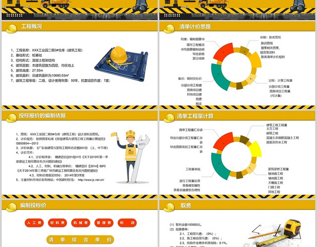 黄色卡通工程造价毕业答辩PPT模板