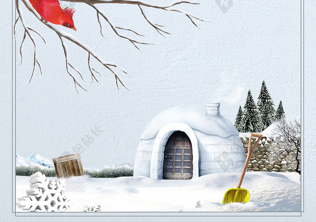 文艺清新冬季雪景海报背景