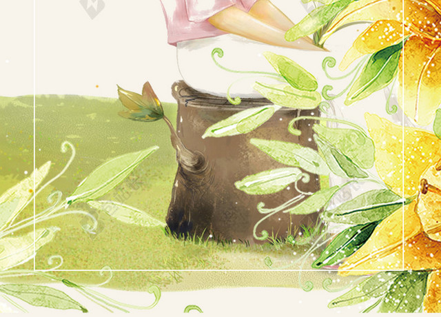 水彩手绘金秋秋天卡通宣传推广